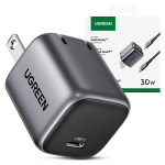Adaptador Cargador Ugreen Tipo C 30W con Cable USB-C 60W