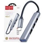Mini Adaptador Hub Tipo C Hoco Hb26 4 En 1 Usb 3.0 Aluminio