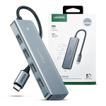 Adaptador Hub Tipo C Ugreen 4 en 1 USB 3.0 Plug and Play Gris