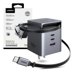 Cargador Ugreen 100W Nexode Pro GaN 4 en 1 con Cable Retráctil Gris