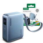 Mini Power Bank Ugreen 33W 10000 mAh Pantalla con Cable Tipo C Celeste